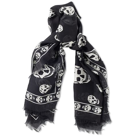 alexander mcqueen skull scarf black ivory  uk