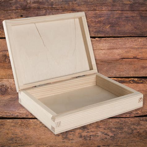 slim flat trinket rectangle wooden box case unpainted plain decorative pine ebay