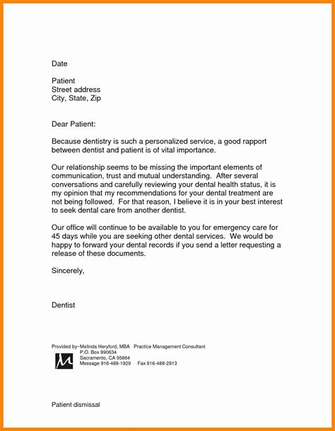patient dismissal letter dental luxury dental patient dismissal letter
