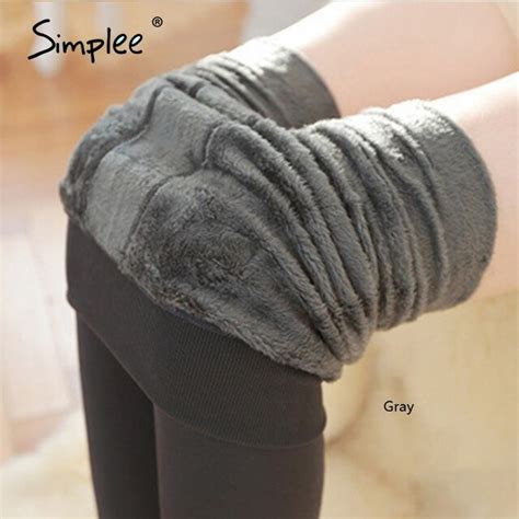 simplee sexy black elastic fleece tights autumn winter women warm