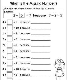 addition  subtraction missing numbers worksheets brian harrington