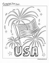 Fireworks Coloring Printable July Pages Fourth Kids Flag Happy Patriotic Children Mardigrasoutlet sketch template