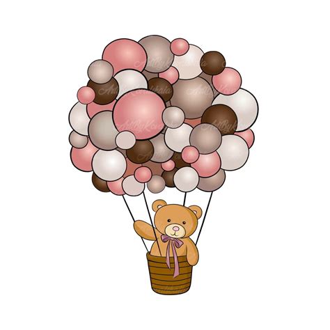 teddy bear svg png air balloon teddy bear clipart digital etsy