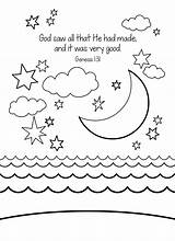 Creation Coloring Bible Pages Preschool Verse Sheet Worksheets Memory Children Genesis Story God Lessons Crafts Week Sheets Days Kids Printable sketch template