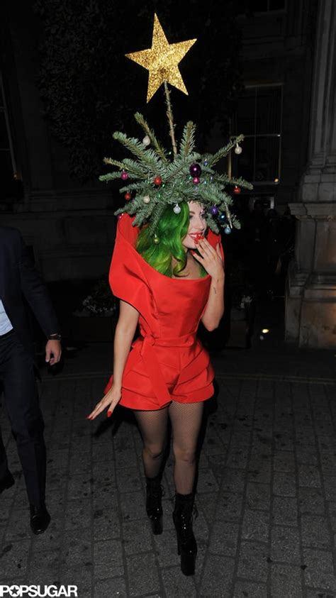 Lady Gaga Dressed As A Christmas Tree Popsugar Celebrity