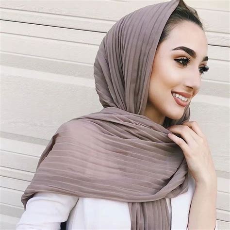 Muslim Headscarves Fashion Warp Bouffant Solid Color Hijab Chiffon