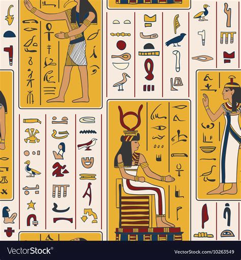 Egyptian Gods And Ancient Egyptian Hieroglyphs Vector Image