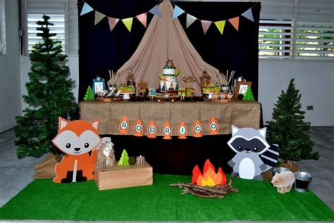 woodland themed camping birthday party spaceships  laser beams