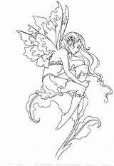 Coloring Fairy Elves Faries Fae Myth Mythical Mystical Legend Pixie Nymph Sprite Wings Faeries Gemstones Mischievous Hadas Whimsical Whimsy sketch template