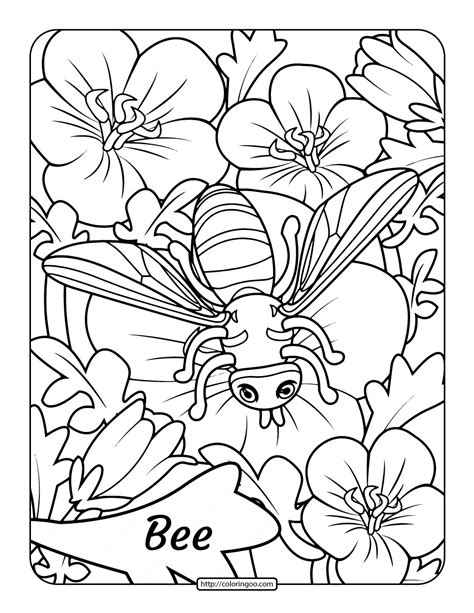 printable adult bee coloring page