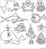 Sea Animals Pages Coloring Color Kids Print Nature sketch template