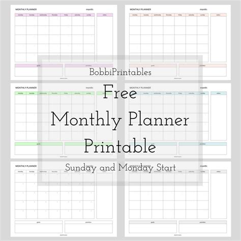 simple monthly planner printable