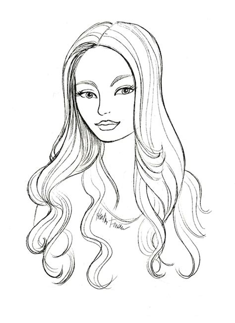 girl  long hair drawing  getdrawings