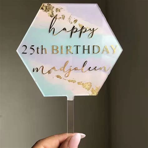 buy  pcs blank acrylic cake topper clear hexagon diy personalized