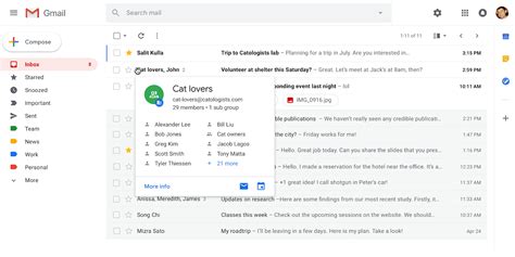 google workspace updates learn   google groups  contacts hovercards