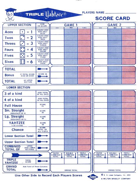 printable yahtzee score cards