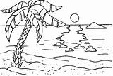 Sunset Coloring Beach Pages Printable Kids sketch template