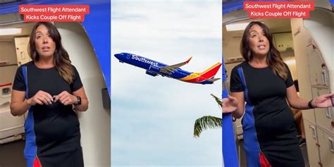 southwest airlines flight attendant kicks couple  plane