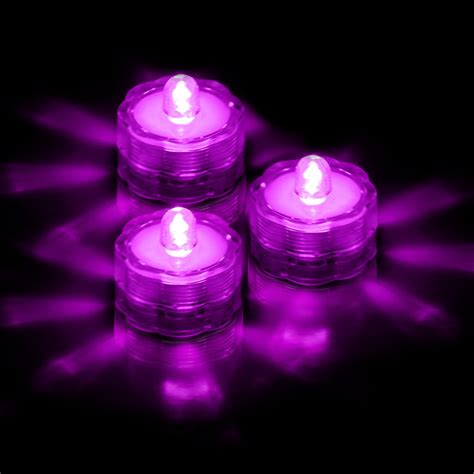 gpct  pack waterproof led flameless tea light candles battery powered submersible purple