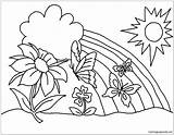 Coloring Rainbow Butterfly Flower Spring Pages Garden Preschool Easy Color Online Toddlers Print Printable Nature Craft Getcolorings Getdrawings Butterfl sketch template