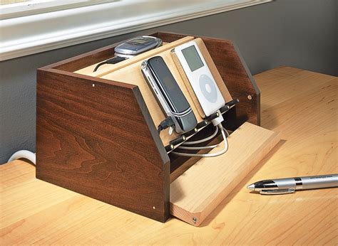cell phone charging station woodworking project woodsmith plans cell phone charging