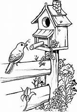Bird Drawing Coloring Drawings House Pages Birdhouse Houses Birdhouses Fence Pyrography Stamps Patterns Easy Pencil Birds Sketches Line Para Burning sketch template