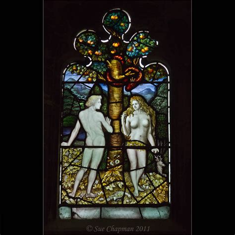 Adam And Eve Stained Glass Window At St Mary And St Eanswyth