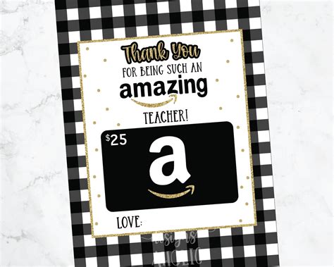 instant  teacher amazon gift card gift tag teacher etsy