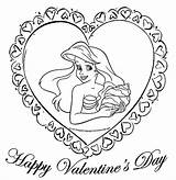 Coloring Valentine Pages Princess Disney Happy Valentines Mermaid Ariel Little Pooh Say Winnie Printable Kids Heart Cute Color Sheets Print sketch template