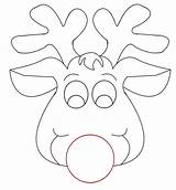 Reindeer Face Coloring Pages Rudolph Outline Clipart Template Christmas Printable Head Drawing Santa Templates Cow Mask Ornament Crafts Kids Clip sketch template