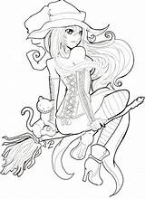 Coloring Halloween Pages Anime Happy Girls Witch Printable Adult Manga Color Sheets Colouring Book Getdrawings Sexy Cute Drawing Google Deviantart sketch template