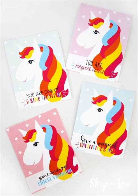 printable magical unicorn valentines skip   lou
