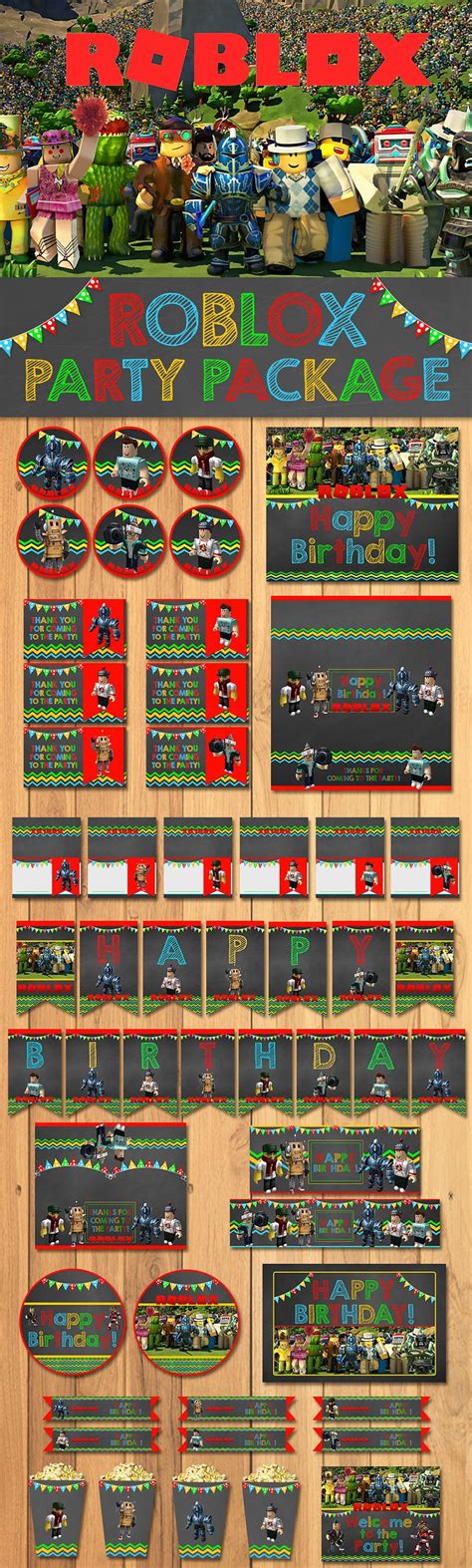 roblox birthday party package roblox birthday printables etsy
