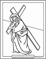 Cross Coloring Pages Lent Friday Good Stations Jesus Printable Carrying Rosary Mysteries His Catholic Carries Children Sorrowful Activities Calvary Print sketch template