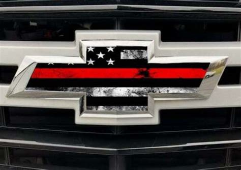 Fits Chevy Silverado Tahoe Emblem Bowtie American Flag Red Line Firefighter