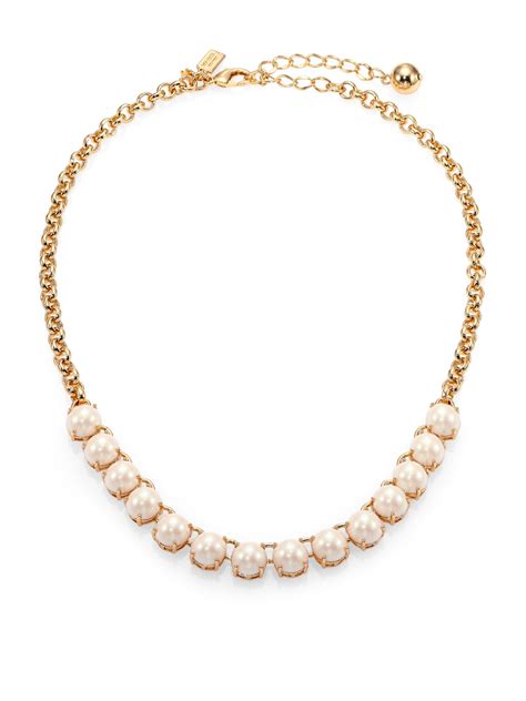 Lyst Kate Spade New York Squared Away Faux Pearl Necklace In White
