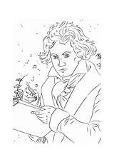 Coloring Composers Pages Beethoven Famous sketch template