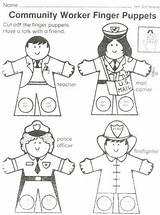 Community Helpers Workers Preschool Coloring Finger Puppets Pages Crafts Activities Printable Helper Puppet Templates Paper Patterns Worksheets Kids Worker Fun sketch template