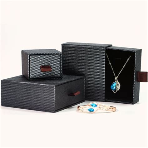 custom black paper jewelry box  drawer style