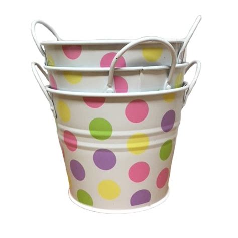 Zinc Coloured Polka Dot Buckets Wholesale Fresh Flowers And