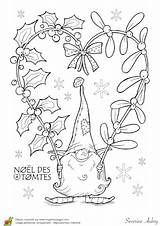 Coloring Pages Christmas Coloriage Gnome Tomte Houx Lutins Gnomes Dessin Drawing Noel Un Jul God Les Lutin Tomtes Hugolescargot Adult sketch template