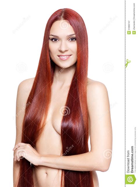 mujer desnuda con el pelo rojo largo imagen de archivo imagen de