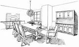 Dining Room Drawing Table Dinning Coloring Drawings Draw Pages Buildings Architecture Paintingvalley sketch template