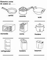 Cozinha Fichas Utensilios Cocinar Listos Preparados Objectos Niños Riscos Alimentos Objeto Colorido sketch template
