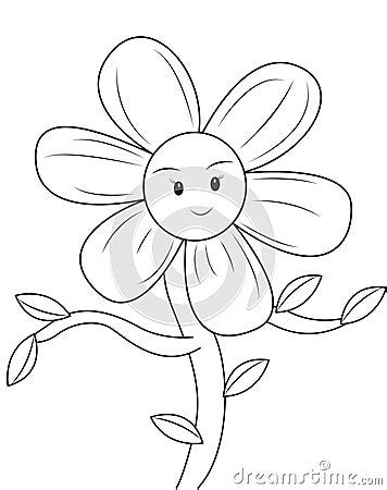 smiling flower coloring page stock illustration image