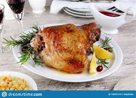 Baked Turkey Thigh Stock Image Image Of Bulgur Dinner