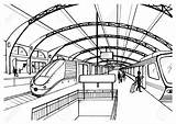 Drawing Maglev Train Station Railway Getdrawings sketch template