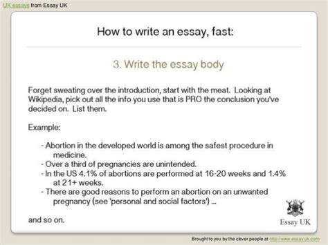 how to quickly write an essay