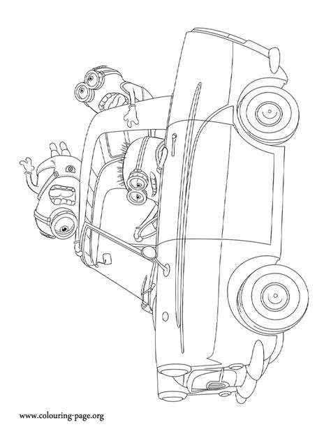 despicable  minions driving  coloring page