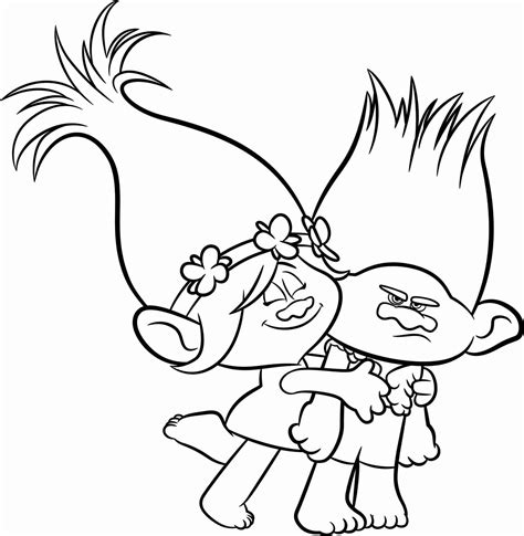 branch trolls coloring page
